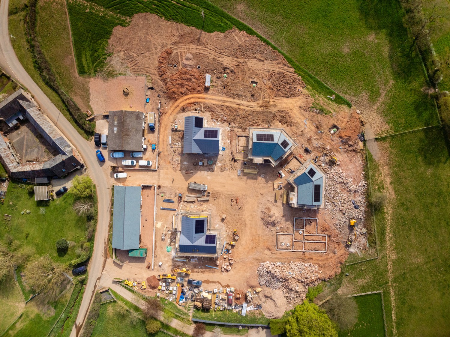Aerial photograph of a residential development during construction