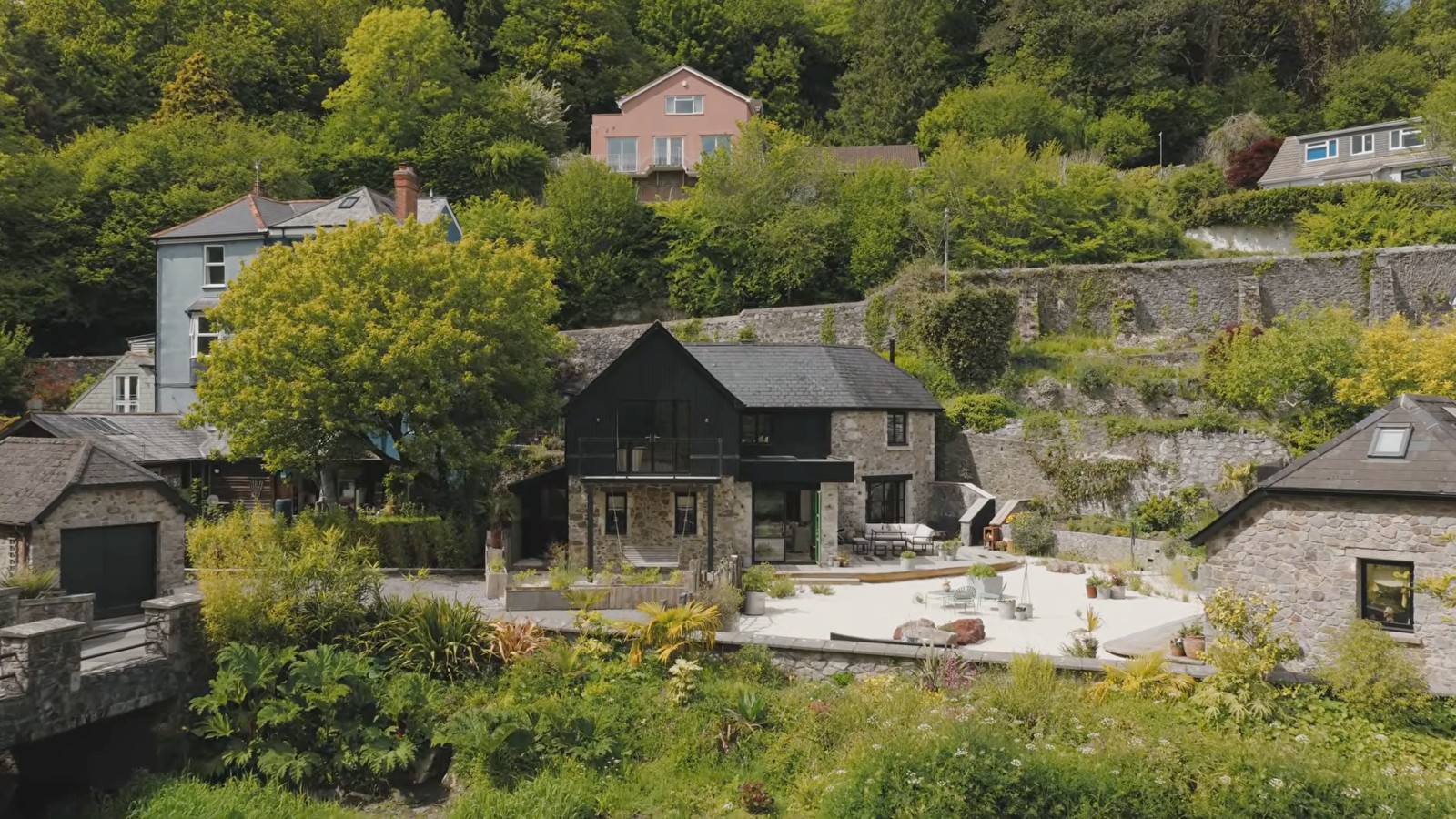 Siobhan’s home and landscaped terraces in its hillside setting