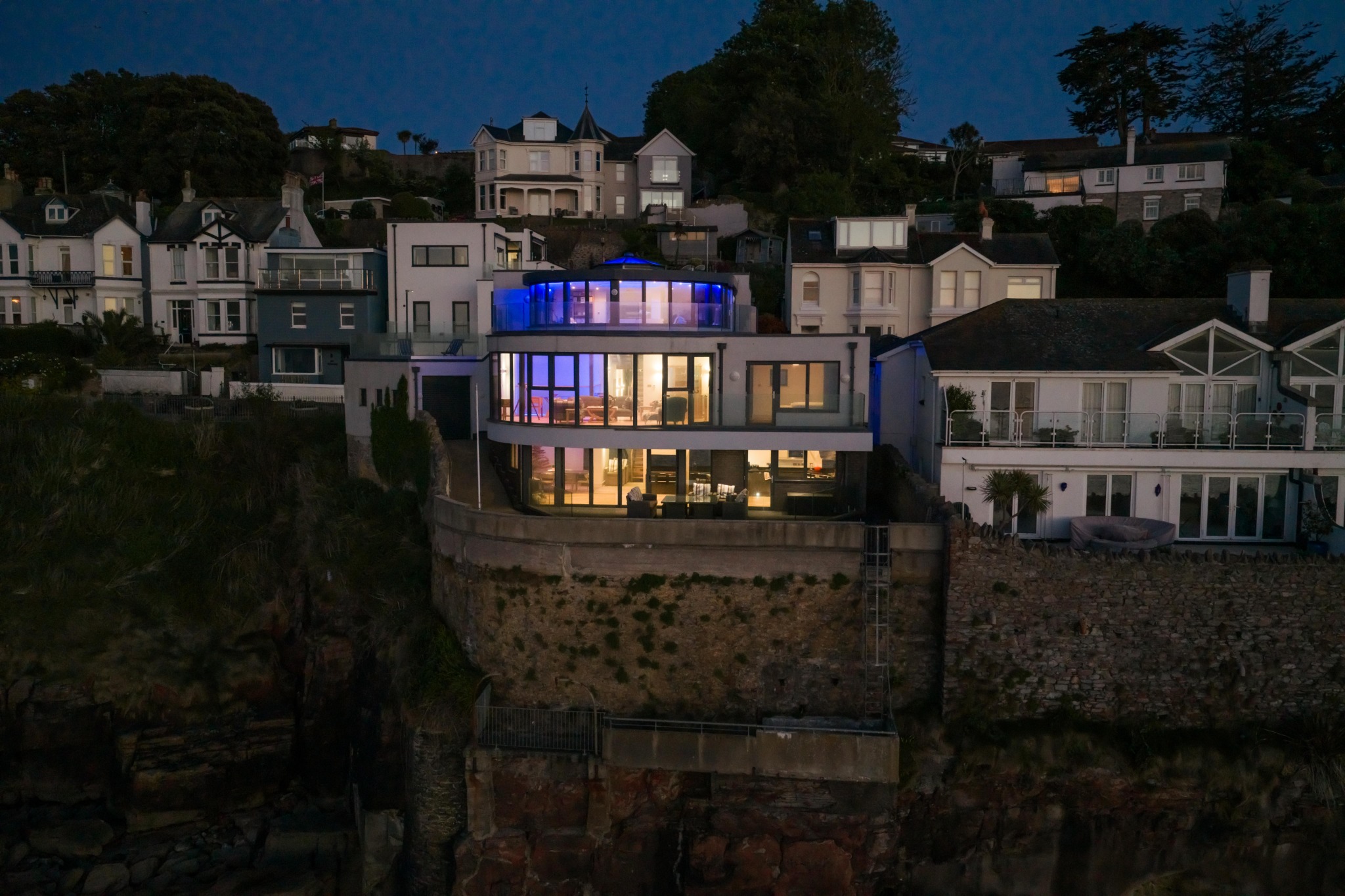 Waypoint illuminated at dusk
